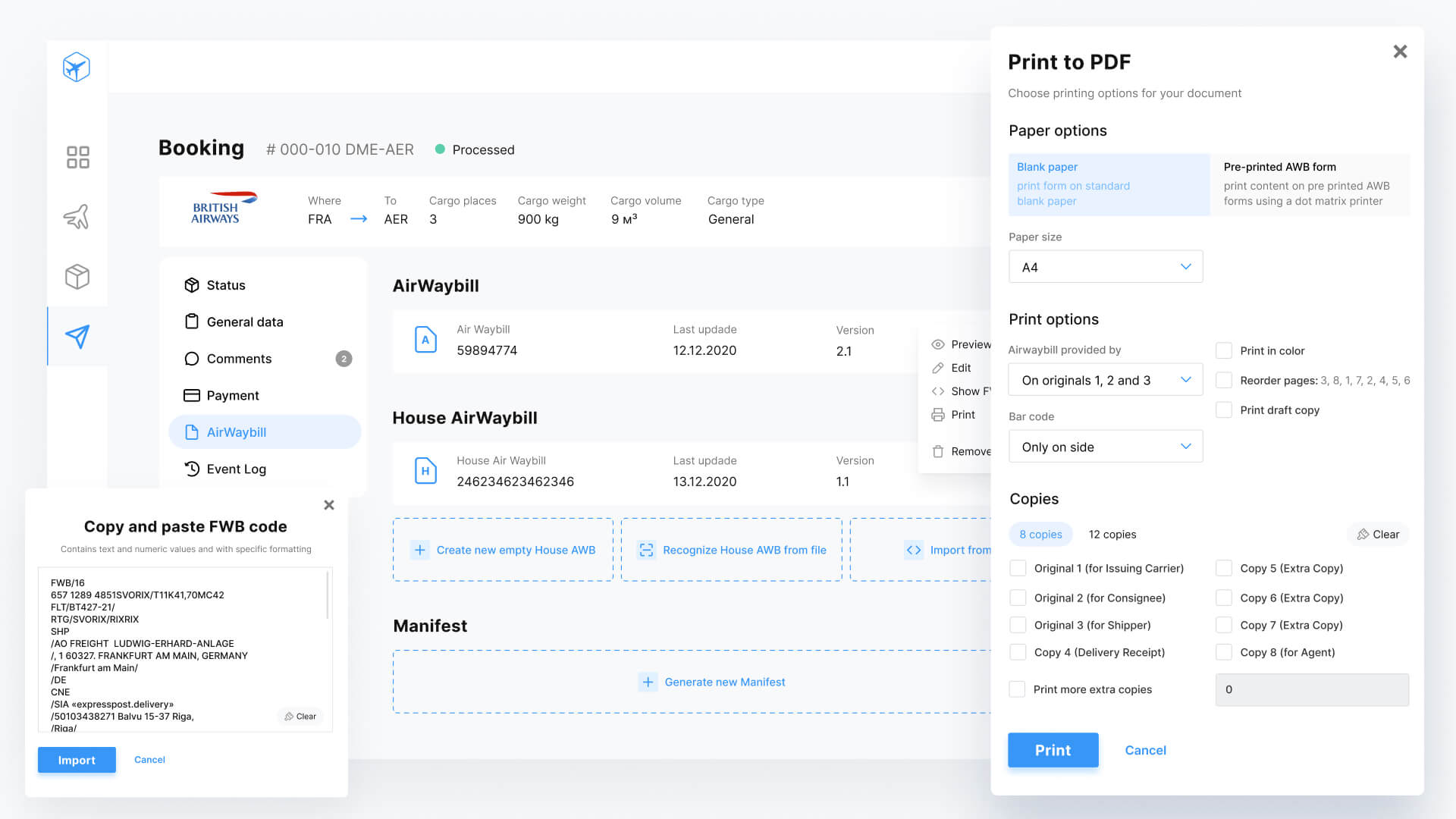 Book Air Cargo Online in a Cloud SaaS-platform
