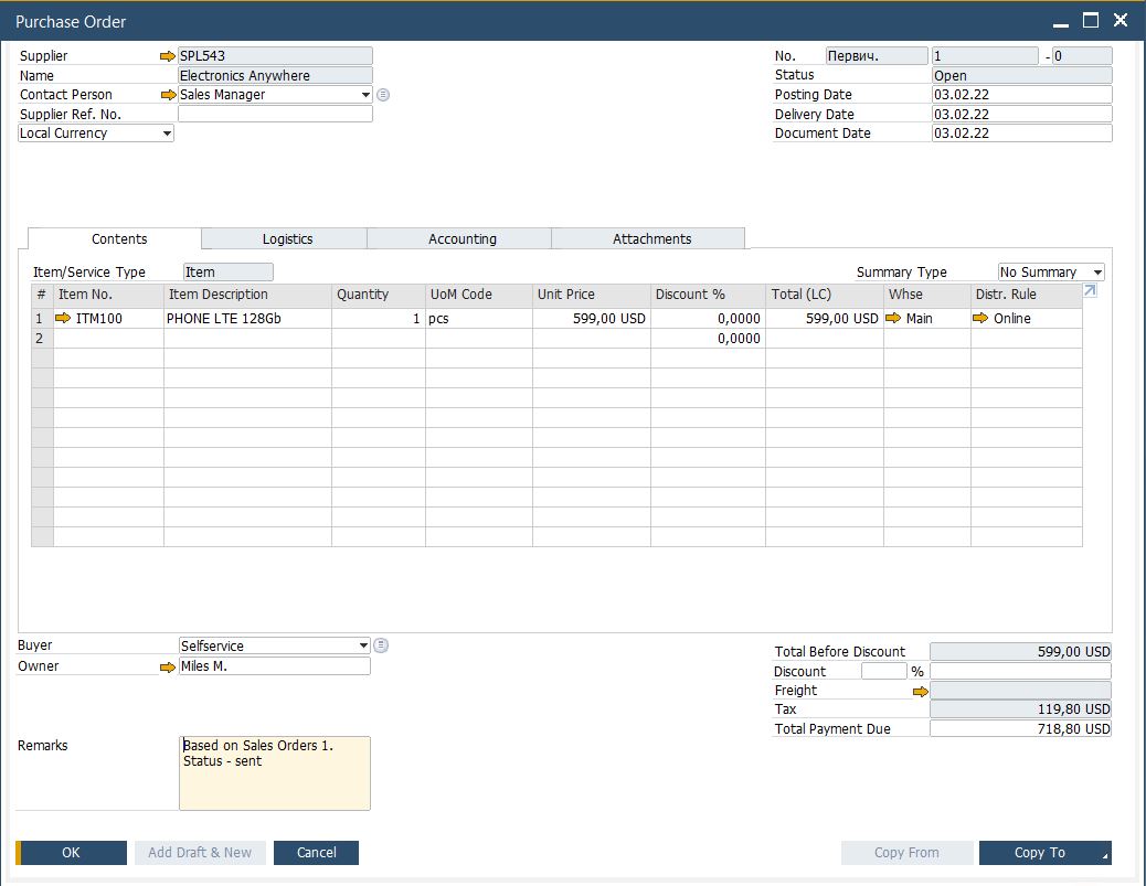 E-Commerce Order Processing In SAP B1: Sample Scenario